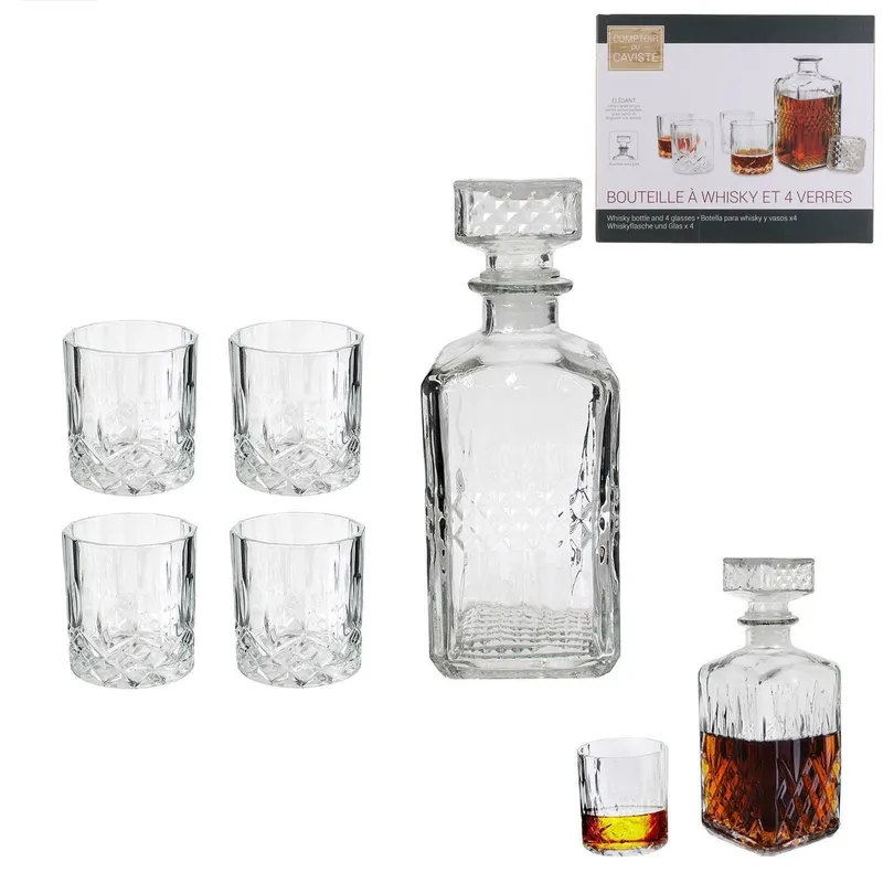 Zestaw Do Whisky MEBLIVA Verre Karafka I 4 Szklanki - Transparentny