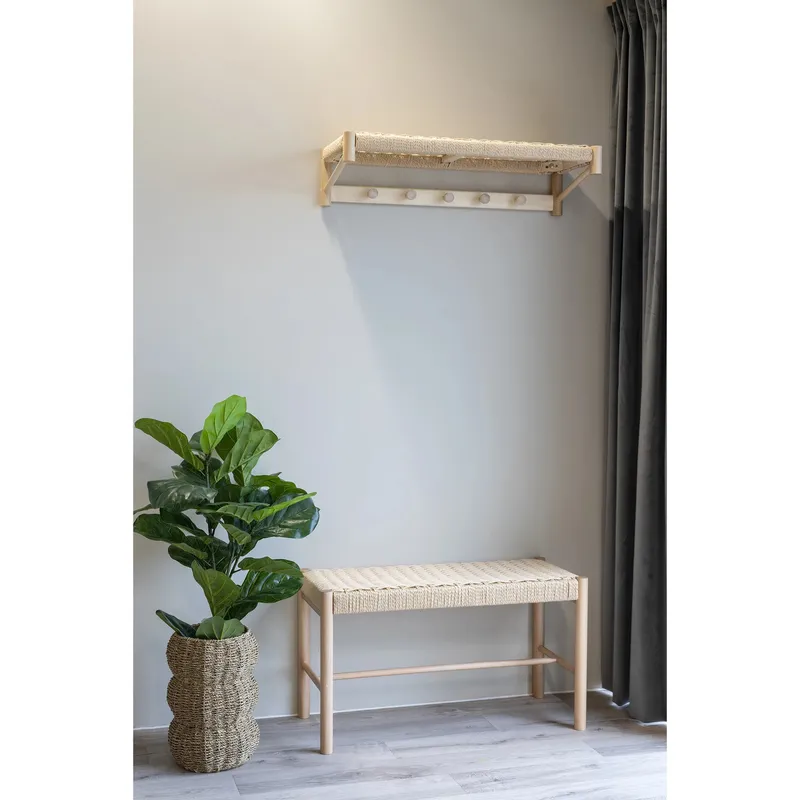 Wieszak Ścienny MEBLIVA Abano Z Półką, Drewno, 78 cm - Naturalny