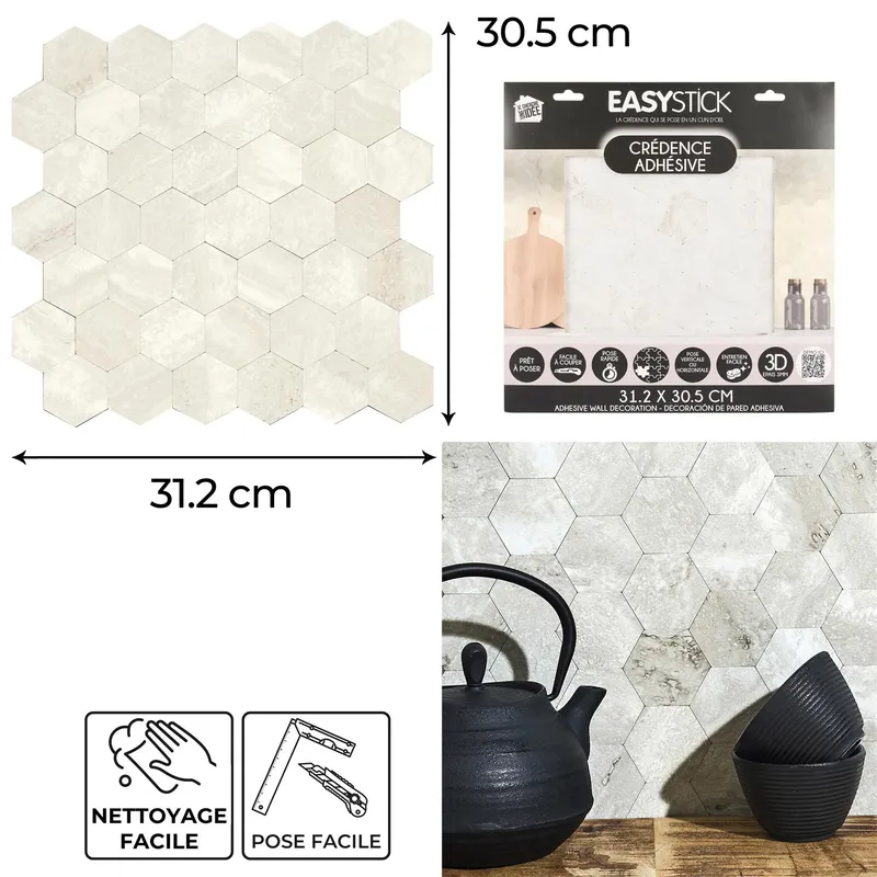 Panel Winylowy Samoprzylepny MEBLIVA Easy Stick, Trawertyn - Beżowy