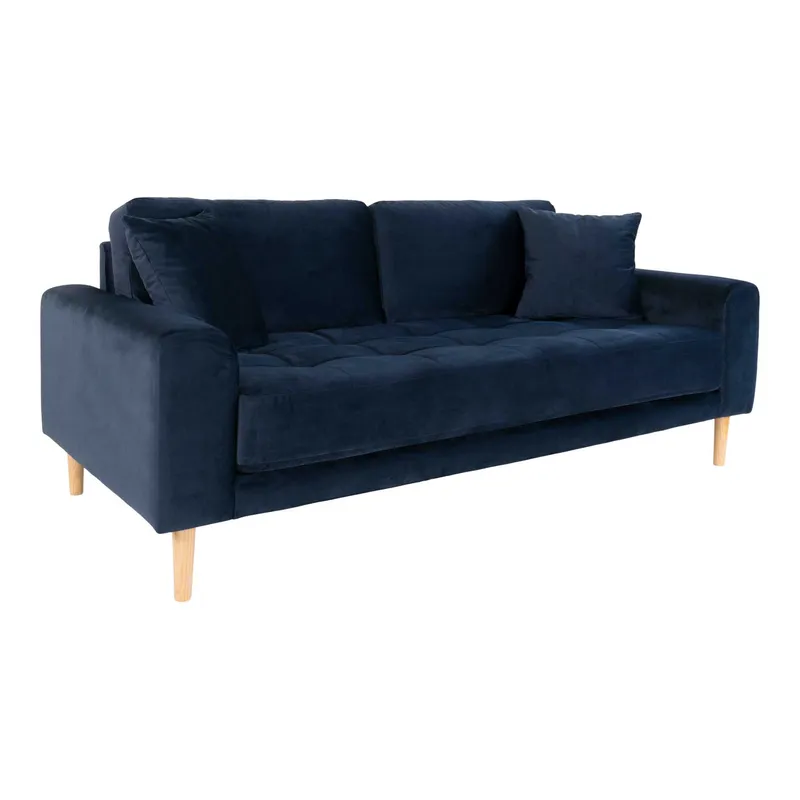 Sofa MEBLIVA Lido 180 cm Aksamit Skandynawska - Granatowa