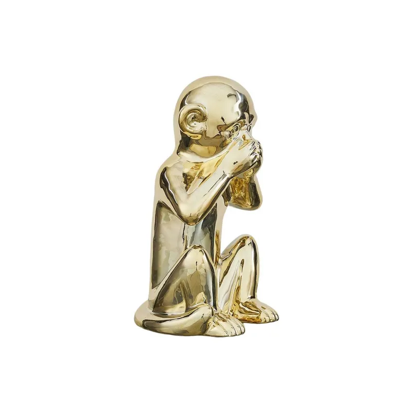 Figurka Dekoracyjna MEBLIVA Monkey Ceramiczna, 30 cm - Złota
