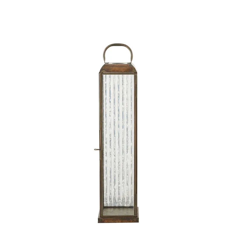 Lampion Ogrodowy MEBLIVA Herslev, Szkło Metal, 49 cm - Mosiądz