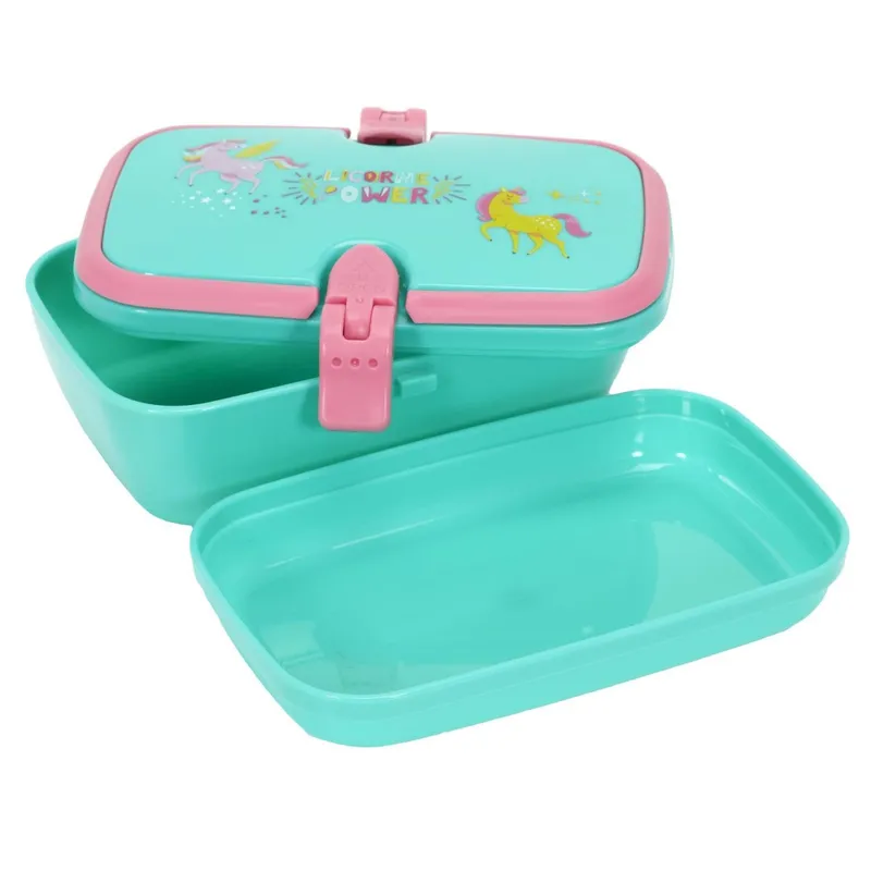 Lunch Box Dziecięcy MEBLIVA Jednorożec, Tworzywo Sztuczne - Niebieski