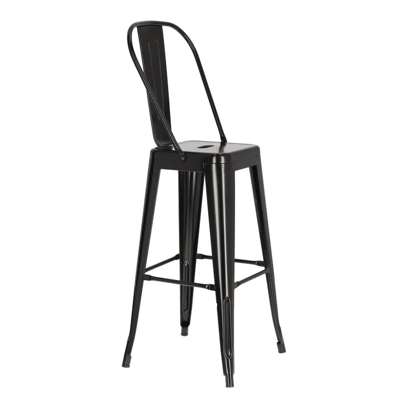 Hoker Barowy MEBLIVA Paris Back 75cm, Metal, Industrialny - Czarny