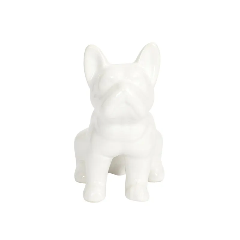 Figurka Buldoga MEBLIVA Ceramiczna Nowoczesna - Biała