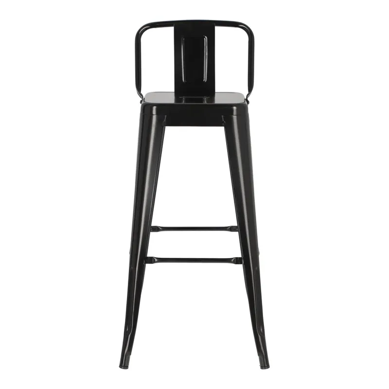 Hoker Z Oparciem MEBLIVA Paris Back 75 cm Metalowy - Czarny