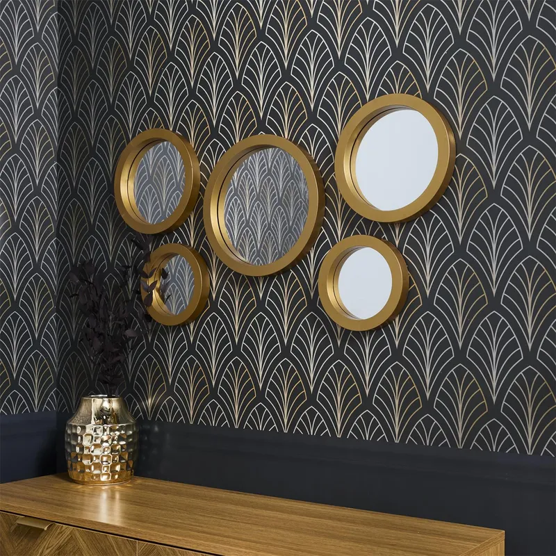Zestaw 5 Luster MEBLIVA Gilded Okrągłe Glamour - Złoty