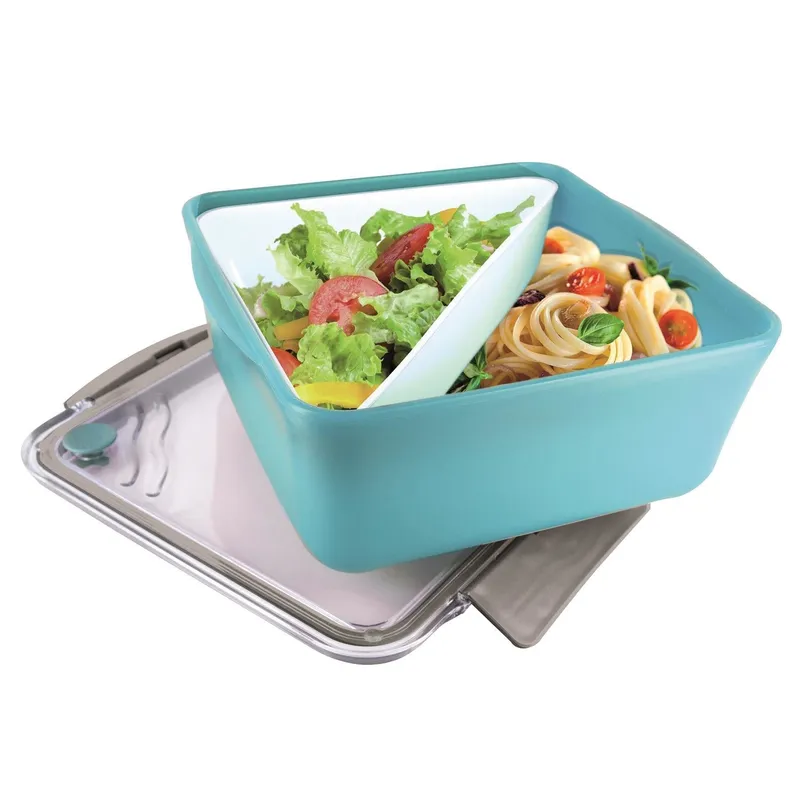 Lunch Box MEBLIVA Divided Z Widelcem, 2,6l - Niebieski Jasny