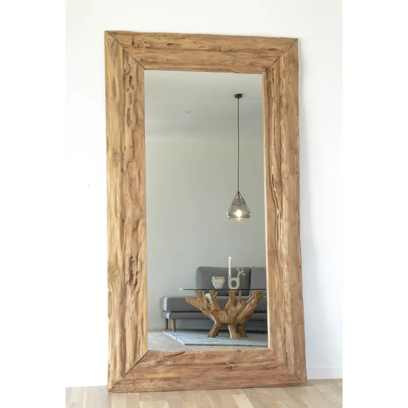 Lustro Granada MEBLIVA Antique Teakowe Prostokątne 180 cm - Brązowe