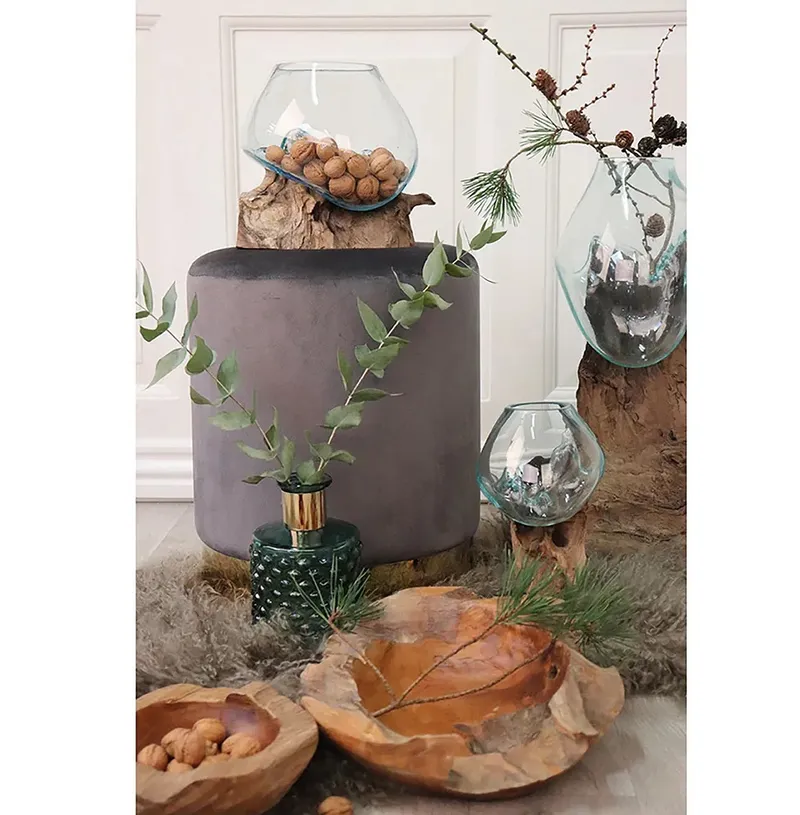 Szklana Dekoracja MEBLIVA Ogród W Kropli, 20 cm - Naturalny