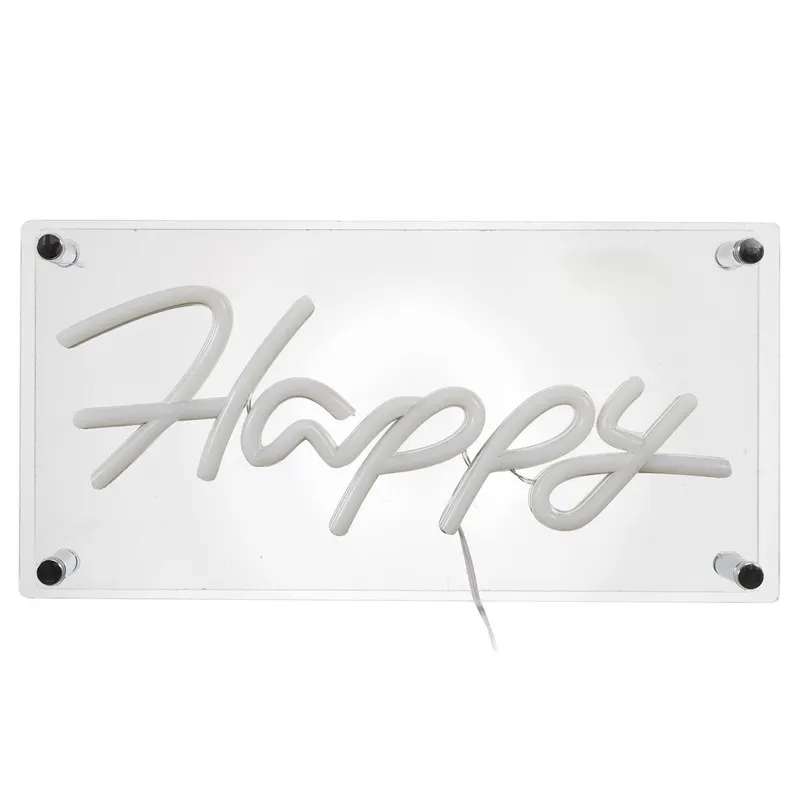 Lampka MEBLIVA Happy Neon LED - Dekoracyjna, Nowoczesny Napis