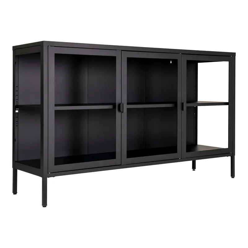 Komoda RTV MEBLIVA Brisbane Metalowa Loftowa 140 cm - Czarna