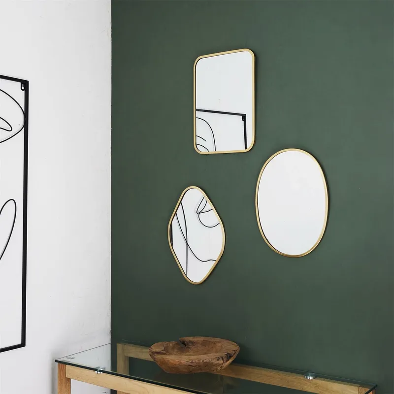 Lustro Arcilla MEBLIVA Geometryczne Na Ścianę Metal 34x25 cm - Złoty