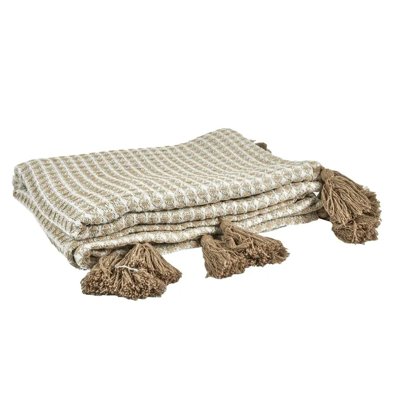 Koc MEBLIVA Honeycomb 120x150 cm, Miękki Pled Boho - Beżowy