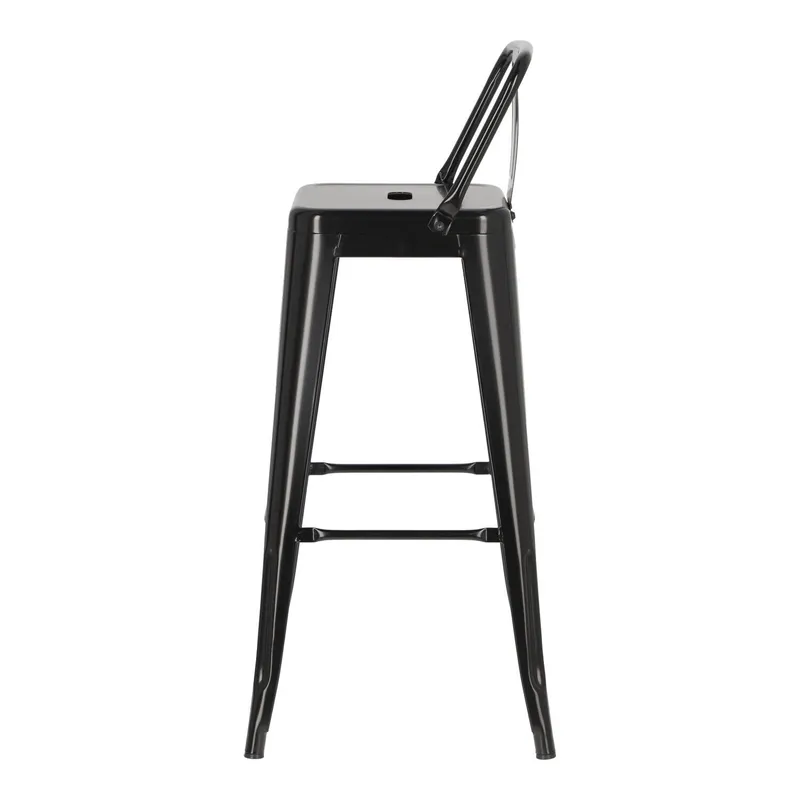 Hoker Z Oparciem MEBLIVA Paris Back 75 cm Metalowy - Czarny
