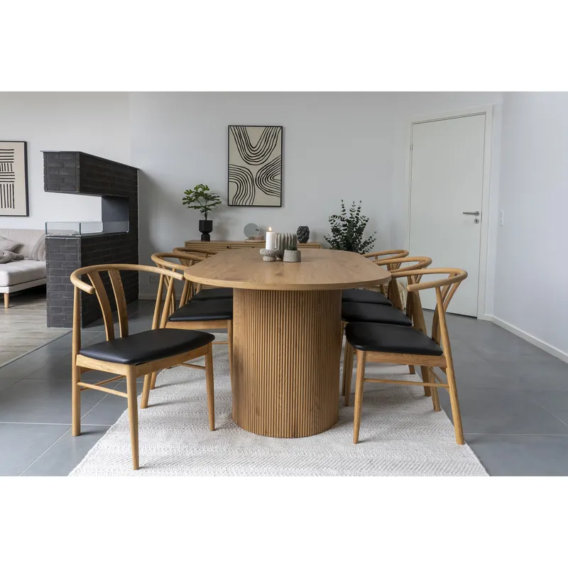 Krzesło MEBLIVA Artenara Drewniane Minimalistyczne - Naturalny Dąb/Czarny