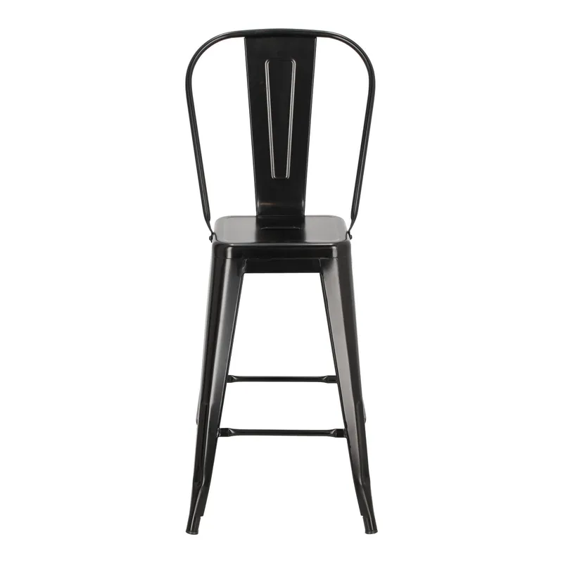 Hoker Barowy MEBLIVA Paris Back 66cm, Metal Industrialny - Czarny