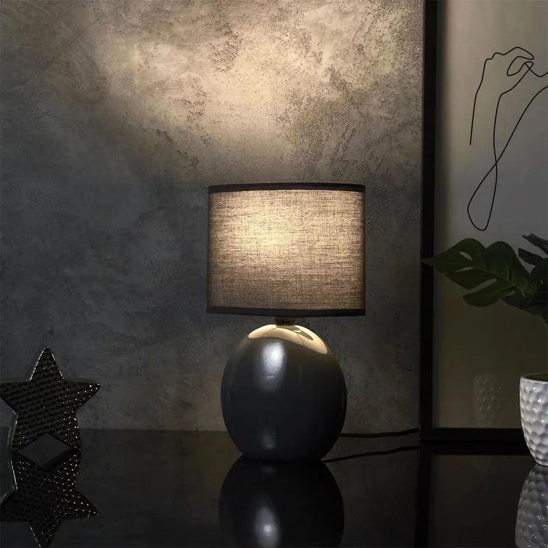 Lampa Stołowa MEBLIVA Ceramiczna Owalna - Szary