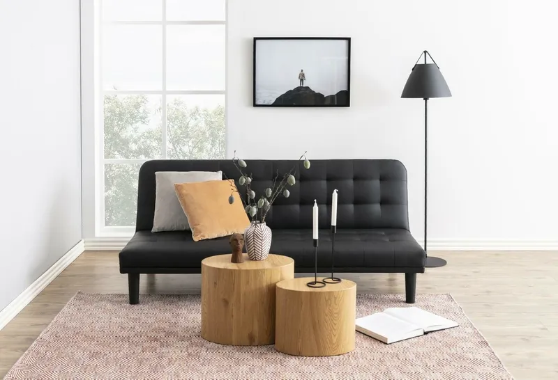 Stolik Kawowy MEBLIVA Mice, Zestaw 2 szt., Tworzywo Owalny Boho - Naturalny