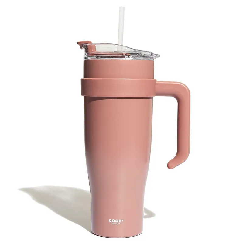 Kubek Termiczny MEBLIVA Miami 1,2l Metal Ze Słomką - Różowy