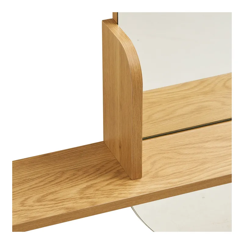 Lustro Barco MEBLIVA Z Półką Owalne 92x94,5 cm - Naturalny