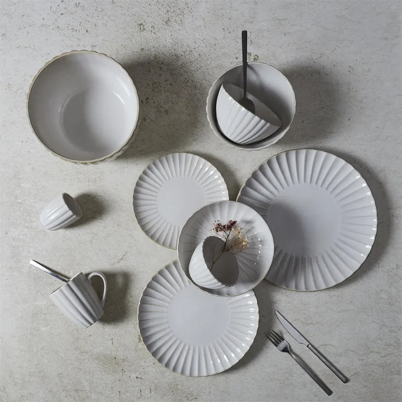Talerz Do Serwowania MEBLIVA Vlora Ceramiczny 32cm - Beżowy