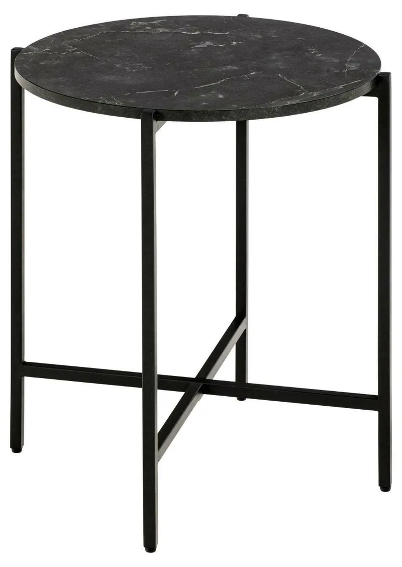 Stolik Kawowy MEBLIVA Lamoine, Metal MDF, Okrągły 40 cm - Czarny