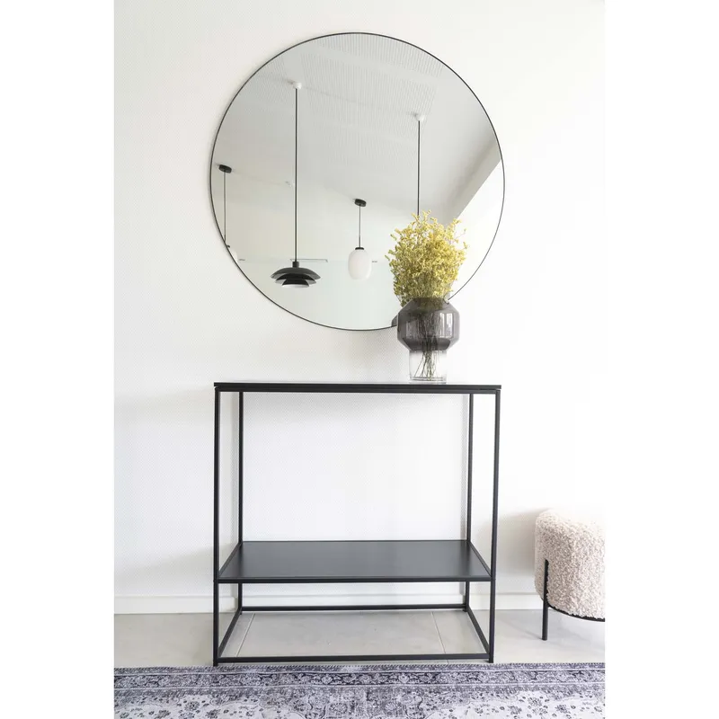 Lustro MEBLIVA Jersey Okrągłe, Szkło, 100 cm - Czarny