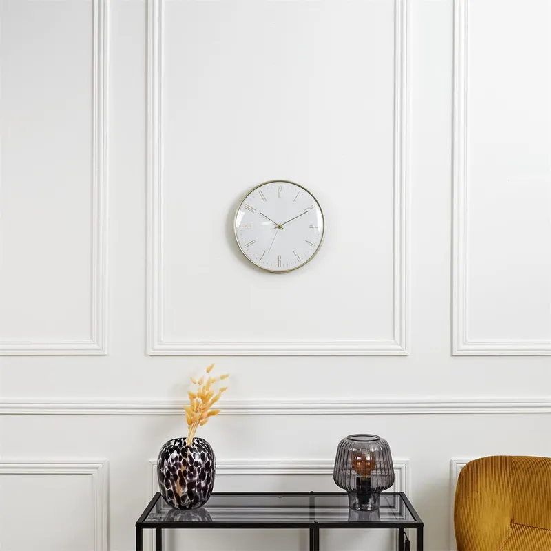 Zegar Ścienny MEBLIVA Luce Aluminium 30 cm - Biały/Złoty