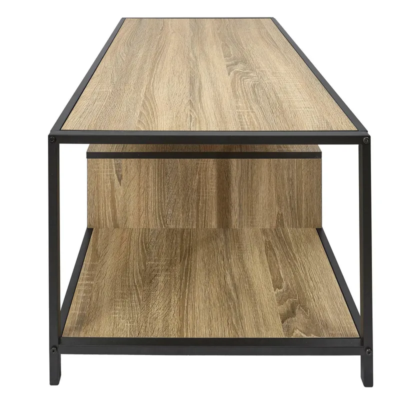 Stolik Kawowy MEBLIVA Edison 90x55 cm, Industrialny, Naturalny - Czarny