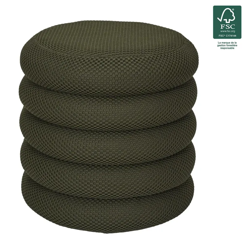 Pufa MEBLIVA Atom, Tkanina, Okrągła, Schowek - Khaki