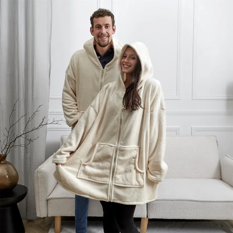 Bluza Ocieplana Rozpinana MEBLIVA Snuddie, Poliester 385g/m² - Beżowa