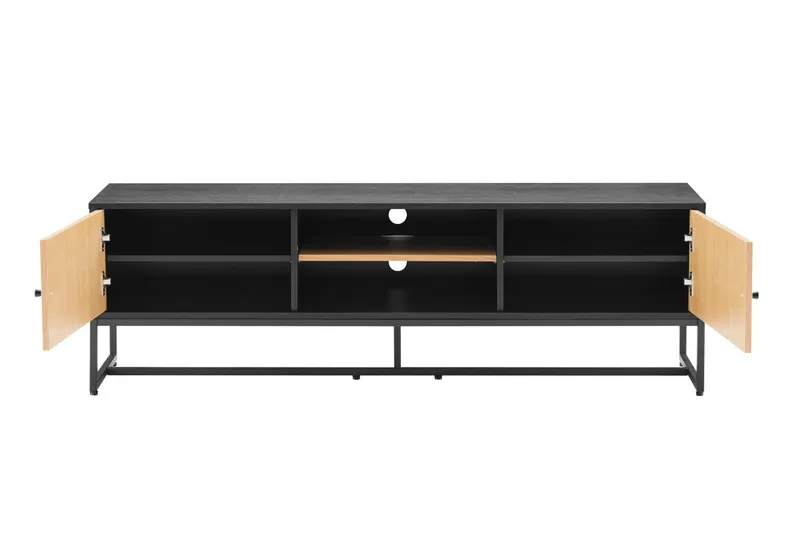 Szafka RTV MEBLIVA Clar 160 cm, Dąb Skandynawski - Czarny