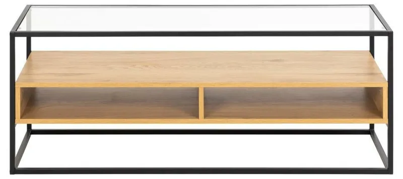 Szafka RTV MEBLIVA Randolf Szkło/Dąb, 120 cm - Czarny