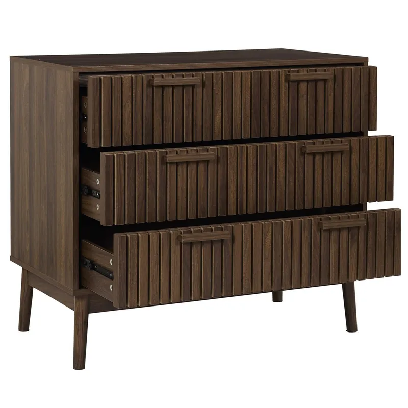 Komoda MEBLIVA Maroon 90 cm, 3 Szuflady Na Nóżkach - Orzech