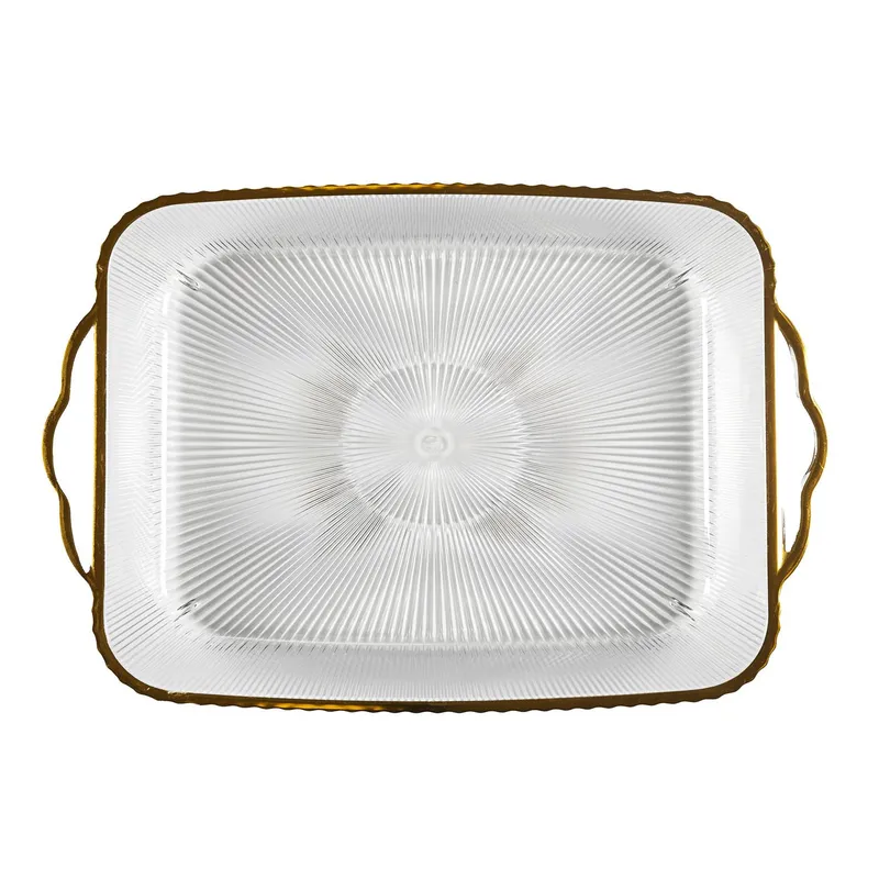 Taca MEBLIVA Mirage 41cm, Transparentna Z Złotym Brzegiem - Złoty