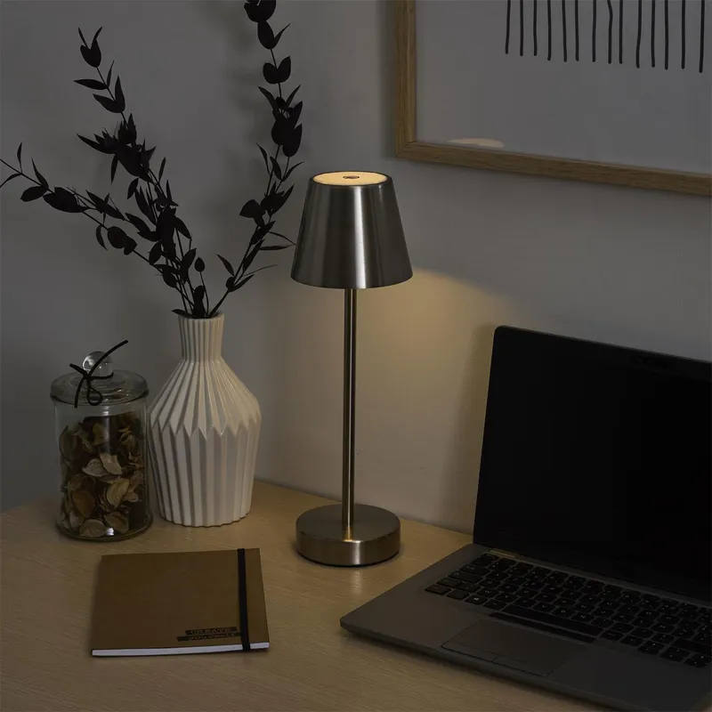 Lampa Stołowa MEBLIVA Casablanca LED Dotykowa 36cm - Srebrna