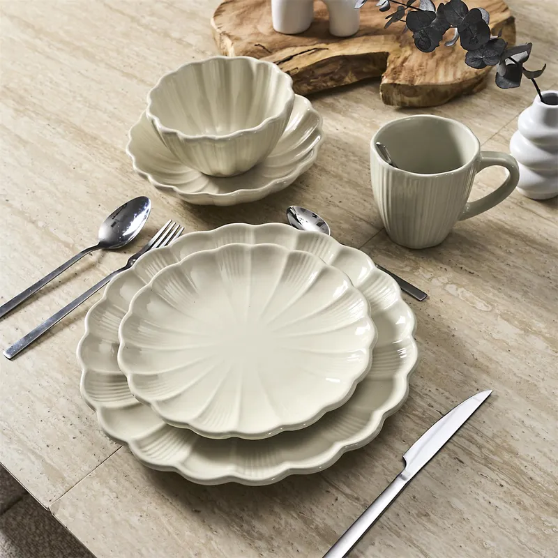 Kubek Calista MEBLIVA Ceramiczny Ryflowany 330ml - Szary