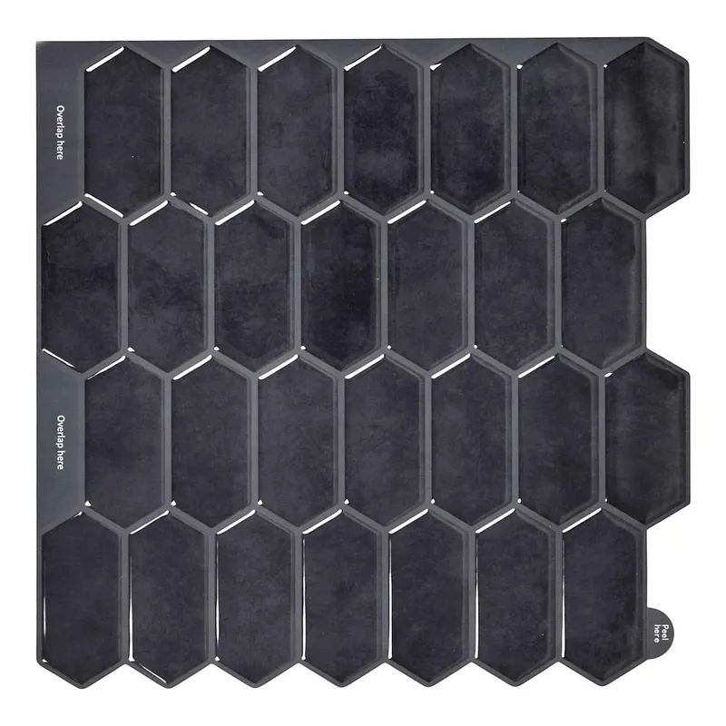 Płytki Samoprzylepne MEBLIVA Easy Stick Heksagon 30,5×30,5 cm - Czarny