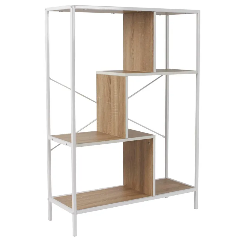 Regał MEBLIVA Rack M, Metal I MDF, Nowoczesny - Biały