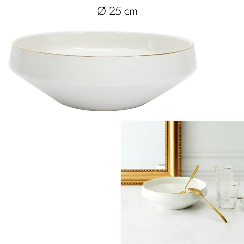 Miska MEBLIVA Pearl Gold 25cm Porcelana - Biały