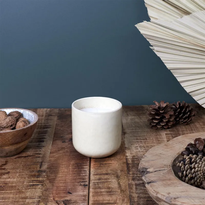 Świeca Glaze S MEBLIVA W Ceramice - Nowoczesny Design - Biała