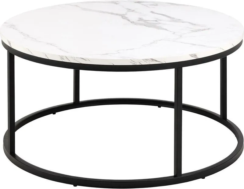 Stolik Kawowy MEBLIVA Spiro Okrągły 80 cm, MDF - Biały/Czarny