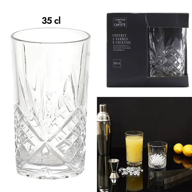 Szklanki MEBLIVA Bohemia 350ml, Szkło, Retro - Transparentne