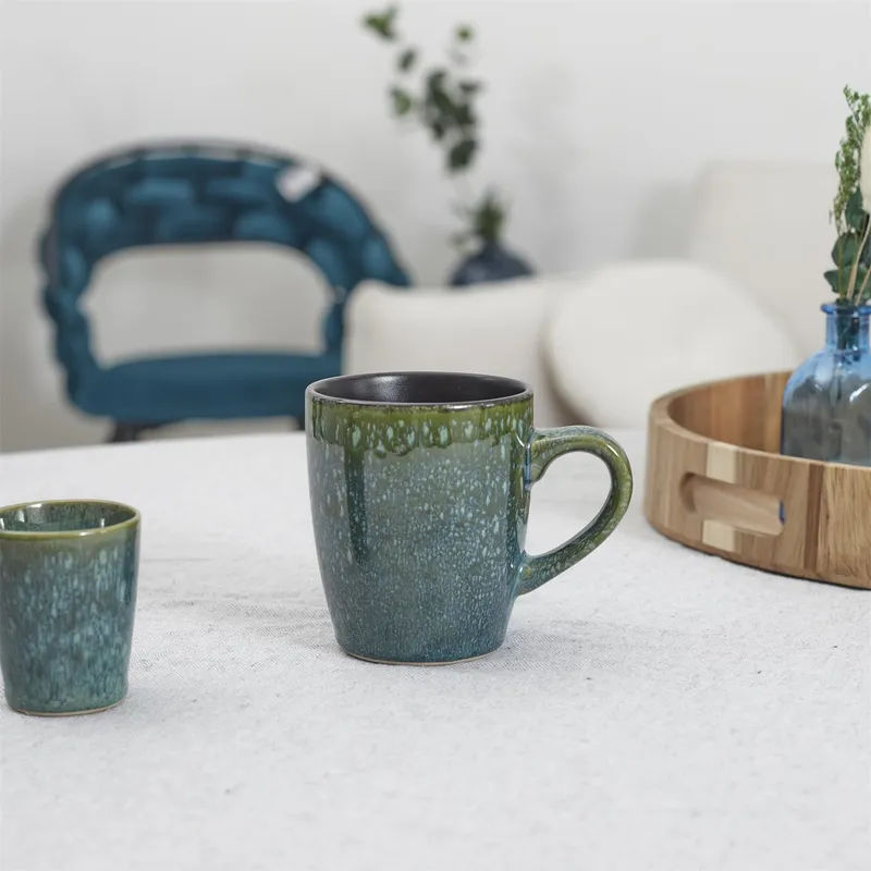 Kubek Ceramiczny MEBLIVA Elia 300 ml, Nowoczesny Design - Zielony