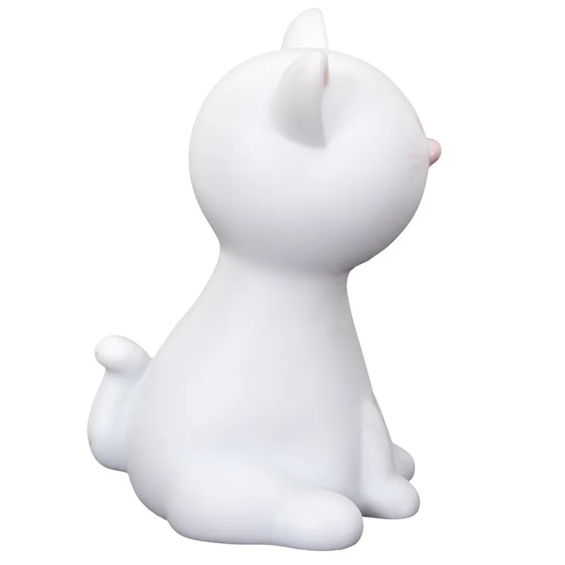 Lampka Stołowa MEBLIVA Cat Night Nowoczesna, Tworzywo Sztuczne - Biała