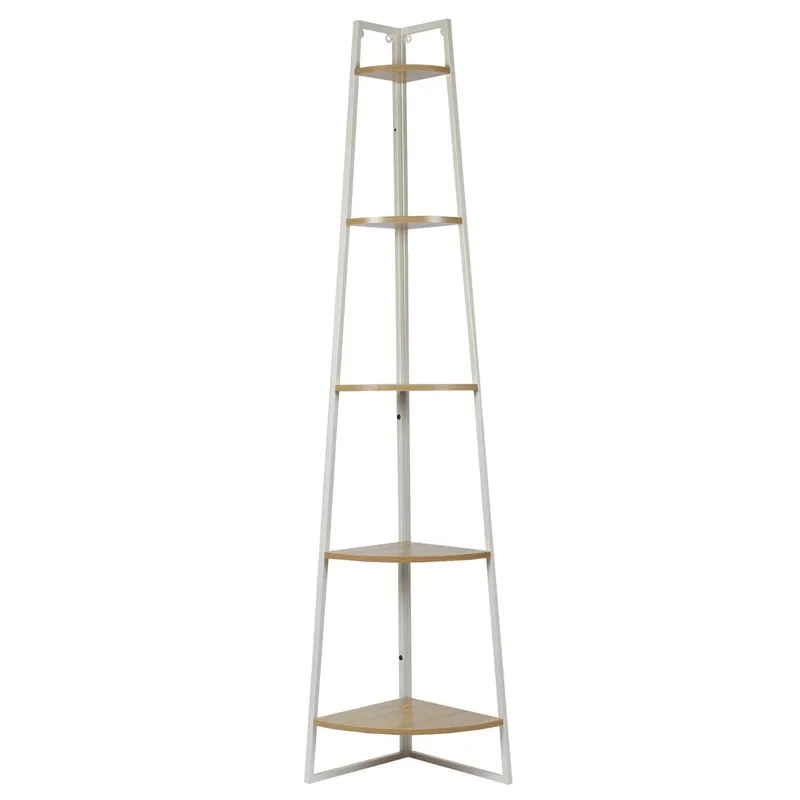 Regał Corner Narożny MEBLIVA, 180 cm, 5 Półek, Loftowy - Biały