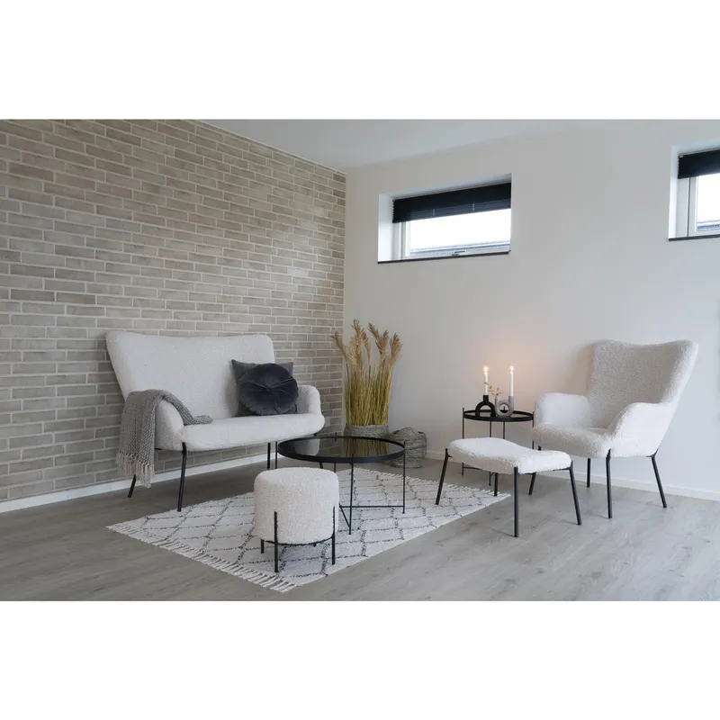 Podnóżek MEBLIVA Glasgow Baranek, Nowoczesny Design - Biały