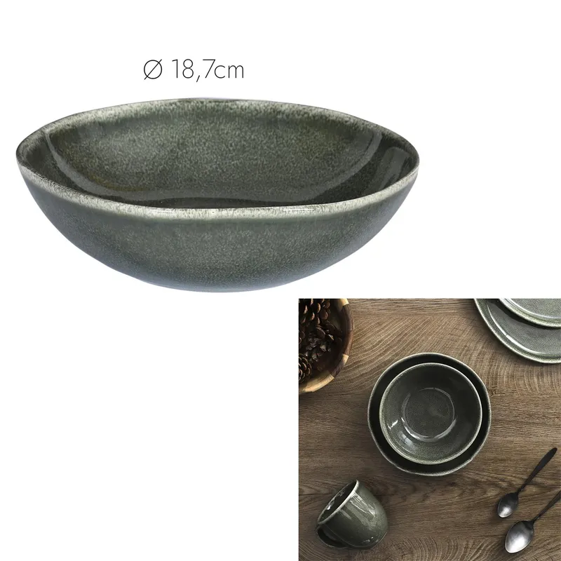 Talerz Głęboki MEBLIVA Black Forest Ceramika 18,7 cm - Zielony