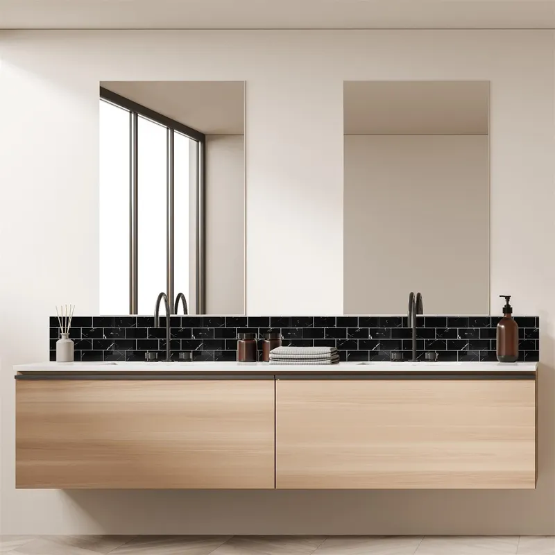 Panel Winylowy Samoprzylepny MEBLIVA Easy Stick, Czarny Marmur - 30,5x38 cm